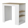 Tuhome Portree Kitchen Island with 3-Side Shelves -White / Macadamia IBM9034